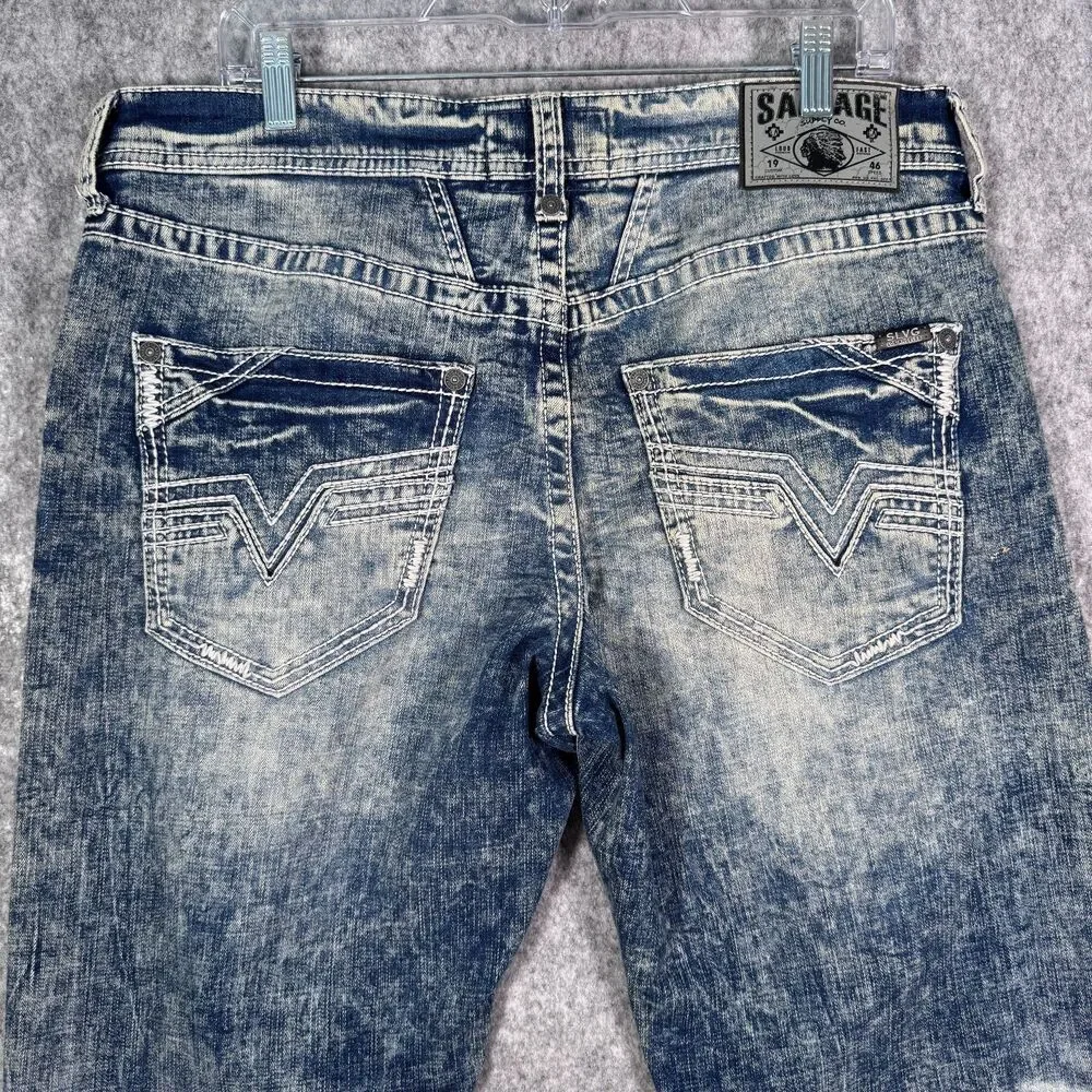 Salvage Anarchy Straight Relaxed Fit Jeans Mens 34R Blue
